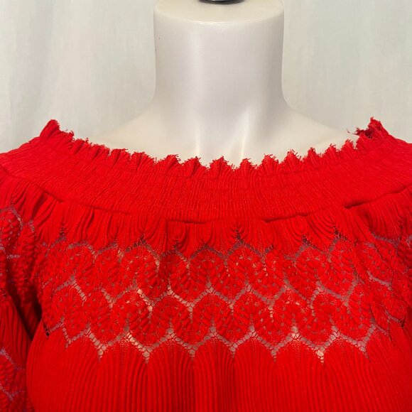Dynamite 3/4 Sleeve Hot Red Top Off Shoulder Knit Top Size S - Picture 5 of 9